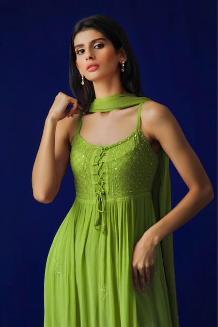 LABEL AISHWARYRIKA Georgette Chikankari Anarkali Set 