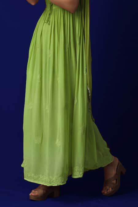 Buy LABEL AISHWARYRIKA Green Dupatta Chiffon, Kurta Georgette, Pant Cotton Chikankari, Anarkali Set Online at Aza Fashions Buy_LABEL AISHWARYRIKA_Green Dupatta Chiffon, Kurta Georgette, Pant Cotton Chikankari, Anarkali Set _Online_at_Aza_Fashions