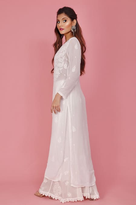 LABEL AISHWARYRIKA Georgette Chikankari Kurta Set 