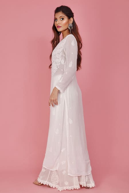 LABEL AISHWARYRIKA Georgette Embroidered Kurta 