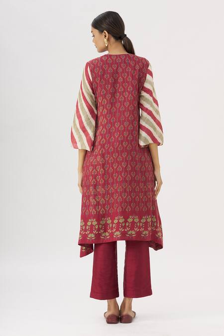 Label Anushree Silk Asymmetric Kurta & Pant Set 