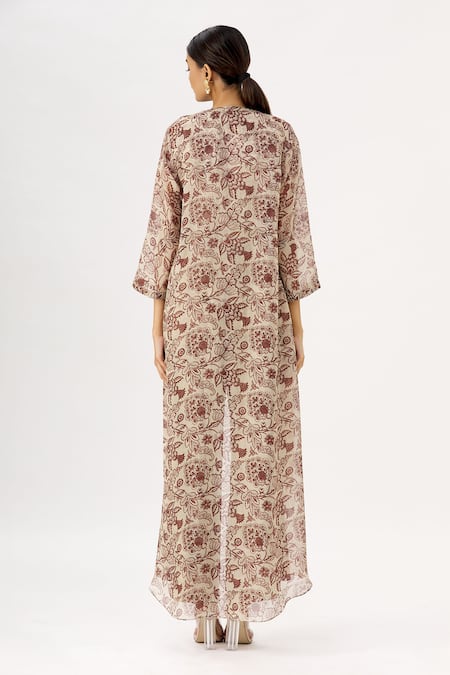 Label Anushree Silk Organza Kalamkari Jacket & Pant Set 