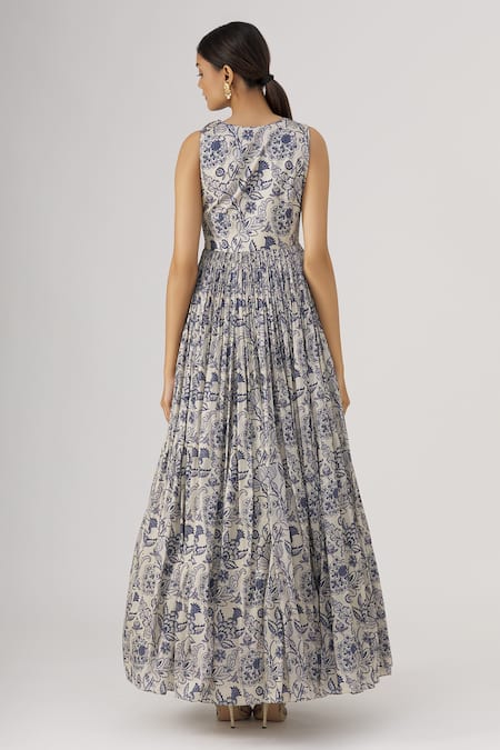 Label Anushree Kalamkari Printed Silk Maxi Dress 