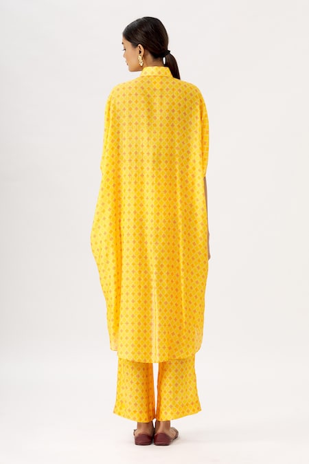 Label Anushree Bandhani Silk Asymmetric Shirt Tunic & Pant Set 