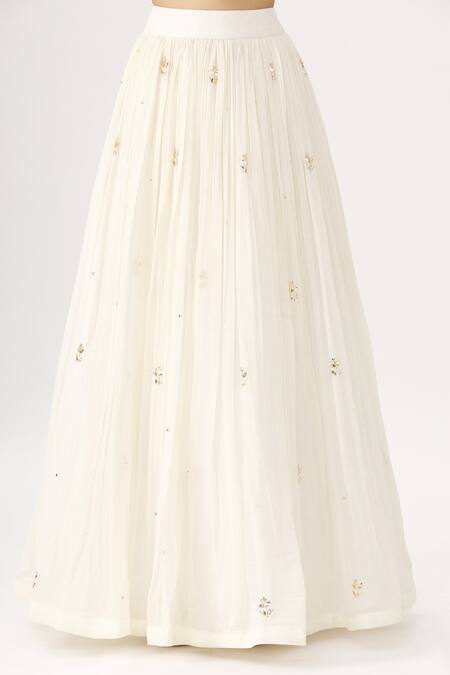 Shop_Label Anushree_Yellow Silk V Neck Bandhani Peplum Tunic And Lehenga Set _Online_at_Aza_Fashions