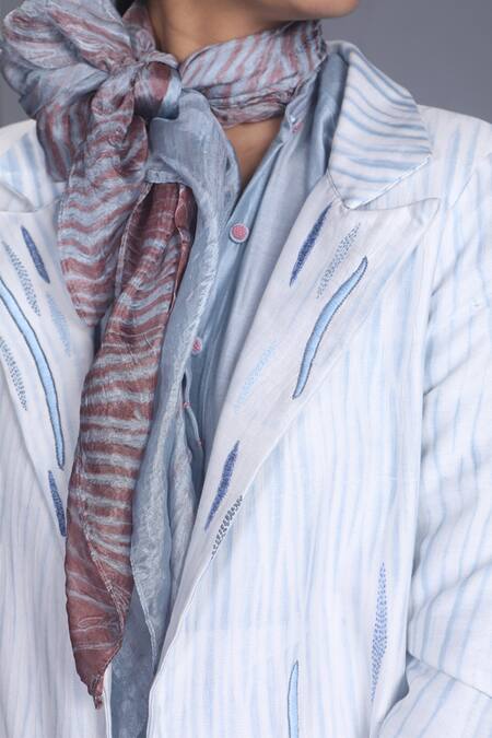 Shop_The Loom Art_Blue Chanderi Silk Shibori Jacket _Online_at_Aza_Fashions