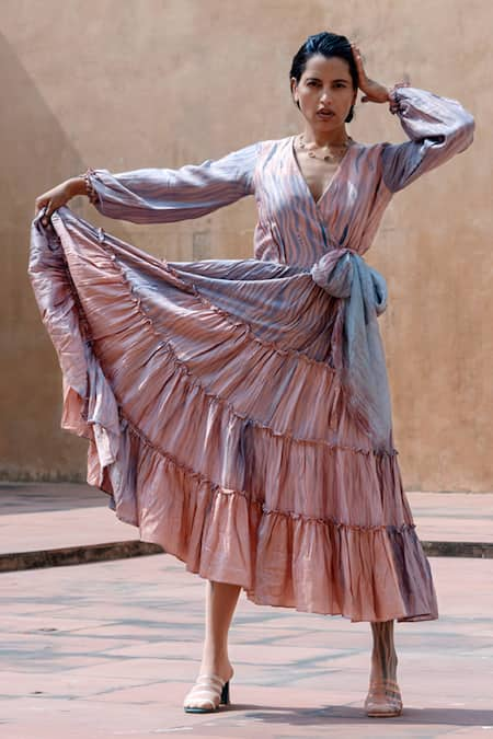 The Loom Art Pure Handwoven Silk Shibori Dress 