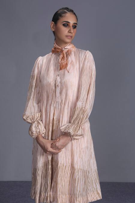 Shop_The Loom Art_White Handwoven Cotton Silk Shibori Tunic  _Online_at_Aza_Fashions