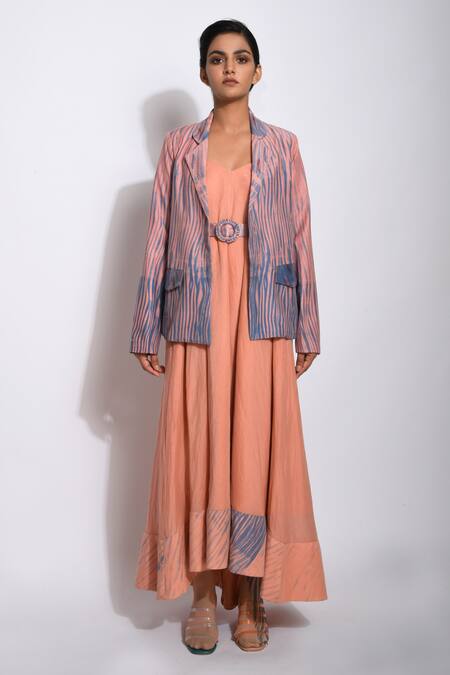 The Loom Art_White Handwoven Cotton Silk Shibori Jacket _Online_at_Aza_Fashions