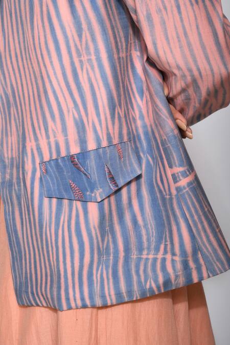 The Loom Art_White Handwoven Cotton Silk Shibori Jacket _at_Aza_Fashions