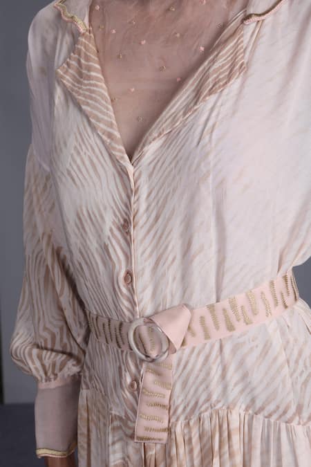 The Loom Art_White Handwoven Cotton Silk Shibori Dress _at_Aza_Fashions