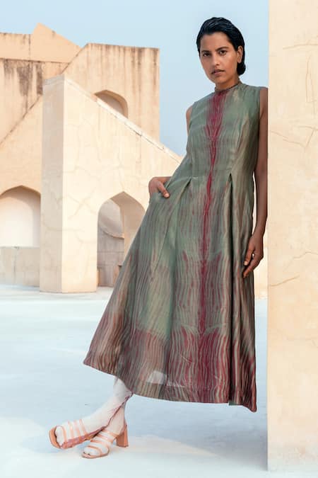 The Loom Art Chanderi Silk Shibori Dress 