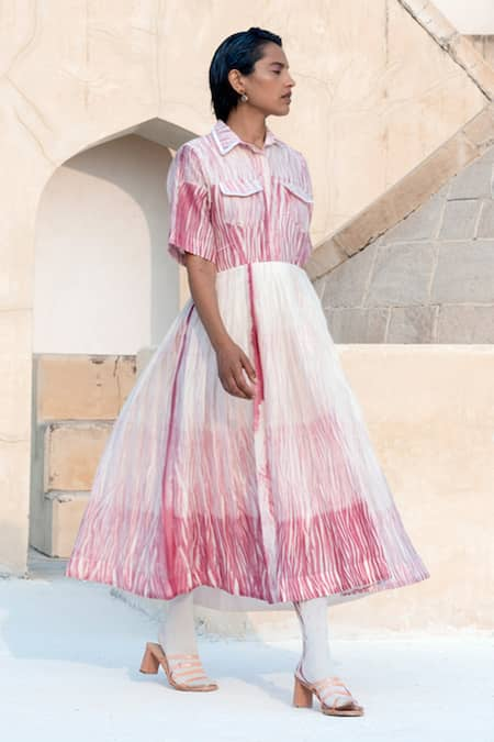 The Loom Art Chanderi Silk Shibori Dress 