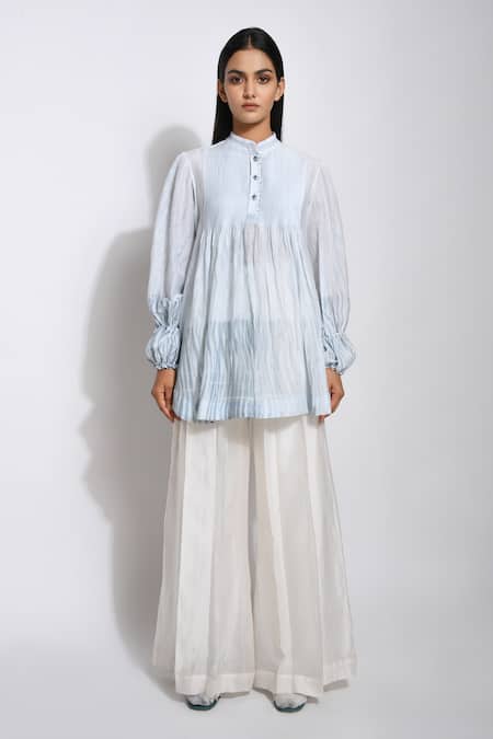 Buy_The Loom Art_Blue Cotton Silk Shibori Tunic _Online_at_Aza_Fashions
