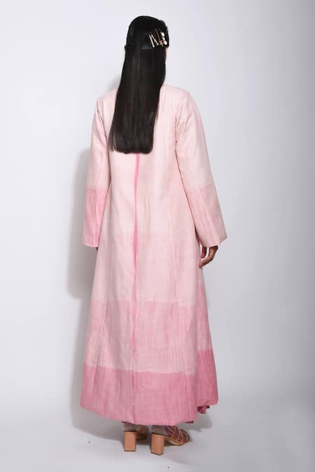 Shop The Loom Art Pink Handwoven Matka Silk Shibori Jacket at Aza Fashions Shop_The Loom Art_Pink Handwoven Matka Silk Shibori Jacket _at_Aza_Fashions