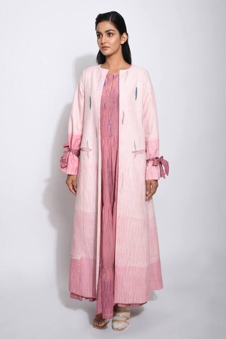 Buy The Loom Art Pink Handwoven Matka Silk Shibori Jacket Online at Aza Fashions Buy_The Loom Art_Pink Handwoven Matka Silk Shibori Jacket _Online_at_Aza_Fashions