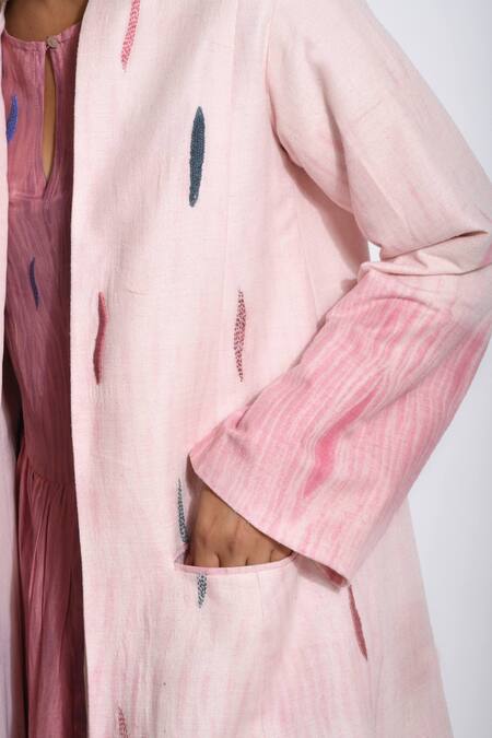 The Loom Art Pink Handwoven Matka Silk Shibori Jacket at Aza Fashions The Loom Art_Pink Handwoven Matka Silk Shibori Jacket _at_Aza_Fashions