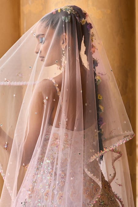 Buy_Lashkaraa_Grey Net, Velvet, Satin Embroidery, Sequins Sweetheart Floral Print Anarkali Set _Online_at_Aza_Fashions