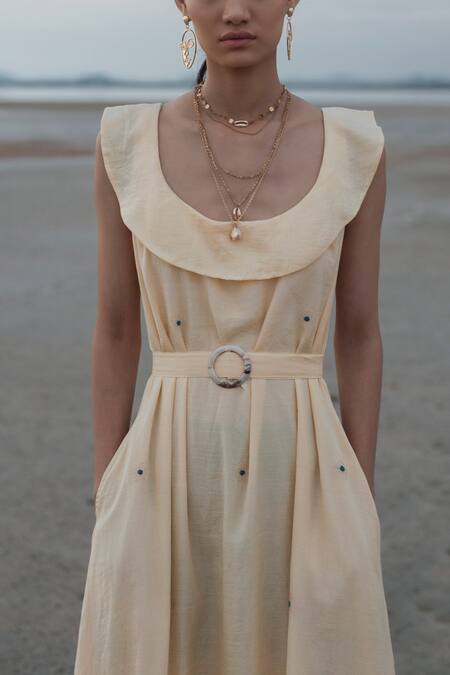 Shop The Loom Art Yellow Handwoven Cotton Silk Boat Maxi Dress Online at Aza Fashions Shop_The Loom Art_Yellow Handwoven Cotton Silk Boat Maxi Dress _Online_at_Aza_Fashions