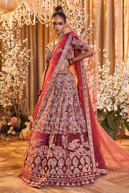 Buy Heavily Worked Blue and Purple Lehenga Attire in Pure Raw Silk Jamawar  Outfit Emblazoned in… | Pakistani bridal dresses, Bridal lehenga red, Bridal  dress design