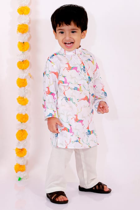 Little Bansi Cotton Animal Print Kurta Set 