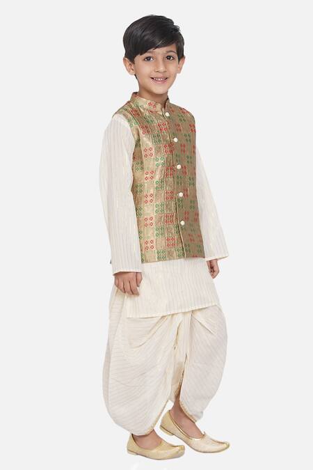 Little Bansi Beige Cotton Embroidery Banarasi Bundi Dhoti Pant Set Online at Aza Fashions Little Bansi_Beige Cotton Embroidery Banarasi Bundi Dhoti Pant Set _Online_at_Aza_Fashions