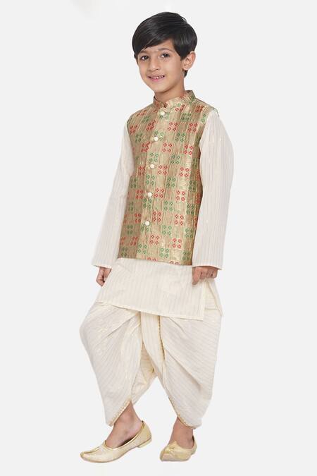 Buy Little Bansi Beige Cotton Embroidery Banarasi Bundi Dhoti Pant Set Online at Aza Fashions Buy_Little Bansi_Beige Cotton Embroidery Banarasi Bundi Dhoti Pant Set _Online_at_Aza_Fashions