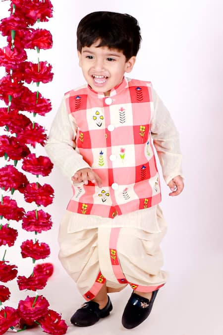 Little Bansi Cotton Printed Jacket & Kurta Set 