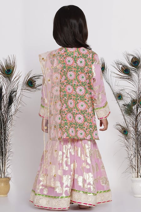 Little Bansi Floral Print Kurta Sharara Set 