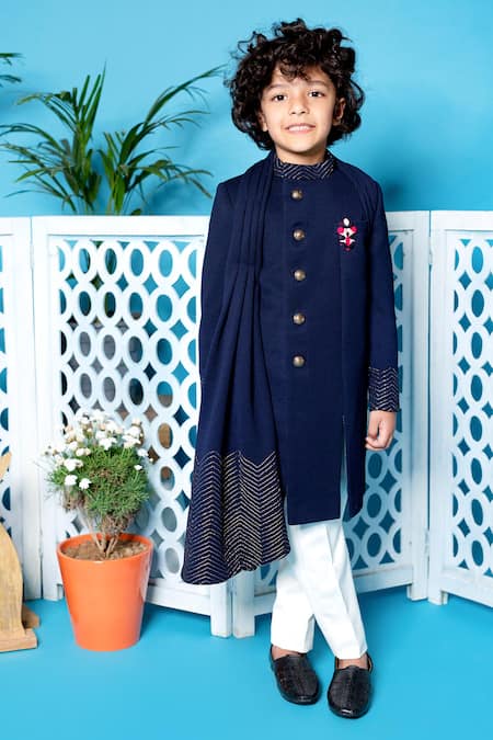 LITTLE BOYS CLOSET Draped Sherwani & Pant Set 