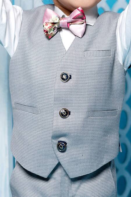 Little Boys Closet_Grey Cotton, Suiting Jacket And Pant Set_Online_at_Aza_Fashions