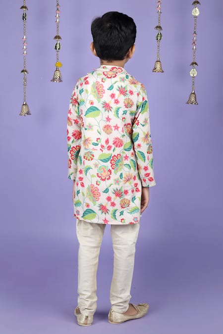 Little Brats Floral Printed Cowl Neck Kurta Set 