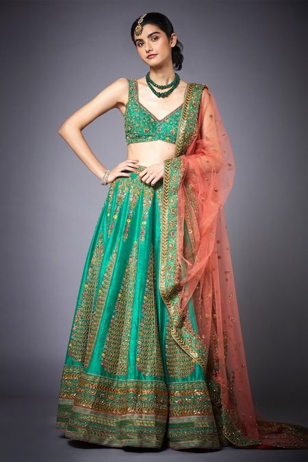 RI.Ritu Kumar Floral Embroidered Bridal Lehenga Set 