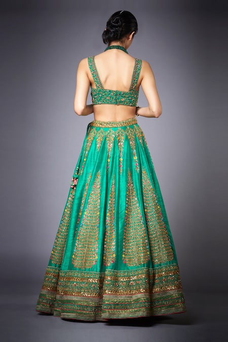 RI.Ritu Kumar Floral Embroidered Bridal Lehenga Set 