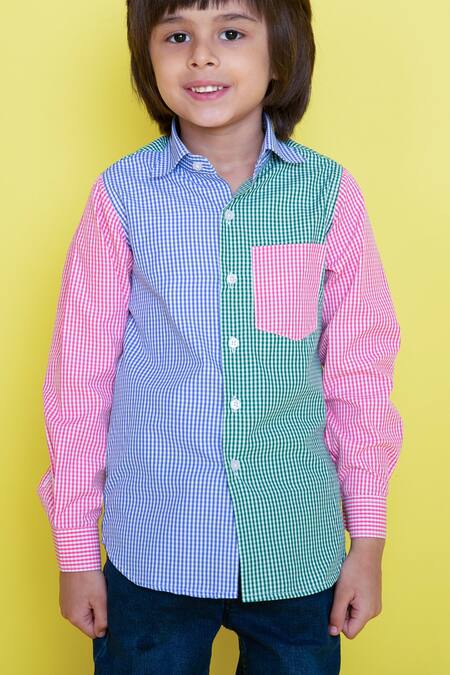 Shop_Little Boys Closet_Multi Color Cotton Checkered Shirt_Online_at_Aza_Fashions