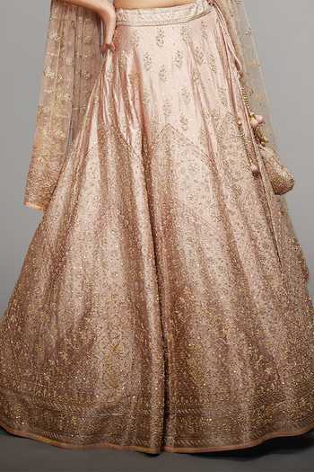 RI.Ritu Kumar Beige V Neck Silk Bridal Lehenga Set at Aza Fashions RI.Ritu Kumar_Beige V Neck Silk Bridal Lehenga Set _at_Aza_Fashions