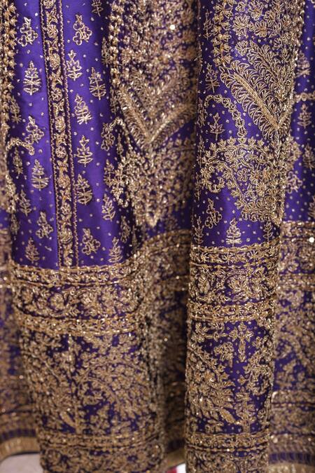 RI.Ritu Kumar_Purple Round Silk Bridal Lehenga Set _at_Aza_Fashions