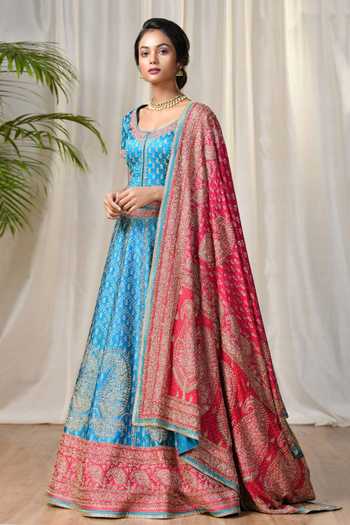 RI.Ritu Kumar Blue Round Silk Bridal Lehenga Set Online at Aza Fashions RI.Ritu Kumar_Blue Round Silk Bridal Lehenga Set _Online_at_Aza_Fashions
