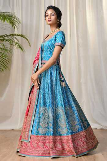 Buy RI.Ritu Kumar Blue Round Silk Bridal Lehenga Set Online at Aza Fashions Buy_RI.Ritu Kumar_Blue Round Silk Bridal Lehenga Set _Online_at_Aza_Fashions