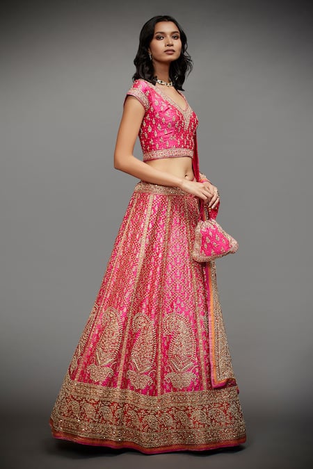 Buy RI.Ritu Kumar Orange Satin Silk Printed Paisley Floral V Neck Embroidered Bridal Lehenga Set Online at Aza Fashions Buy_RI.Ritu Kumar_Orange Satin Silk Printed Paisley Floral V Neck Embroidered Bridal Lehenga Set _Online_at_Aza_Fashions