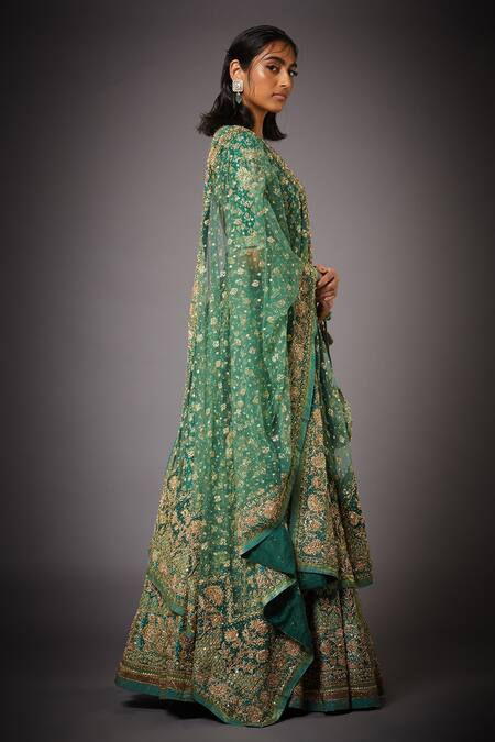 Buy RI.Ritu Kumar Green Silk Satin Round Embroidered Bridal Lehenga Set Online at Aza Fashions Buy_RI.Ritu Kumar_Green Silk Satin Round Embroidered Bridal Lehenga Set _Online_at_Aza_Fashions