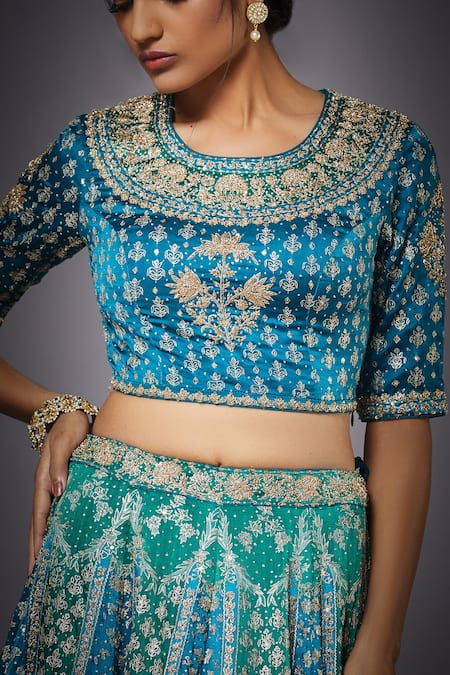 Shop RI.Ritu Kumar Blue Silk Round Embroidered Bridal Lehenga Set Online at Aza Fashions Shop_RI.Ritu Kumar_Blue Silk Round Embroidered Bridal Lehenga Set _Online_at_Aza_Fashions