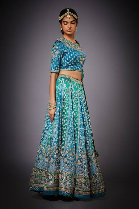 Buy RI.Ritu Kumar Blue Silk Round Embroidered Bridal Lehenga Set Online at Aza Fashions Buy_RI.Ritu Kumar_Blue Silk Round Embroidered Bridal Lehenga Set _Online_at_Aza_Fashions