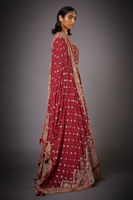 Buy RI.Ritu Kumar Red Silk Satin Round Embroidered Bridal Lehenga Set Online at Aza Fashions Buy_RI.Ritu Kumar_Red Silk Satin Round Embroidered Bridal Lehenga Set _Online_at_Aza_Fashions
