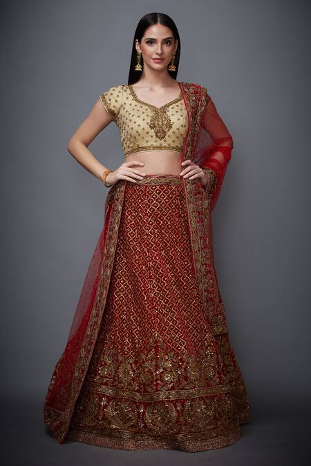 RI.Ritu Kumar Red Sequin Embroidered Bridal Lehenga Set Online at Aza Fashions RI.Ritu Kumar_Red Sequin Embroidered Bridal Lehenga Set _Online_at_Aza_Fashions