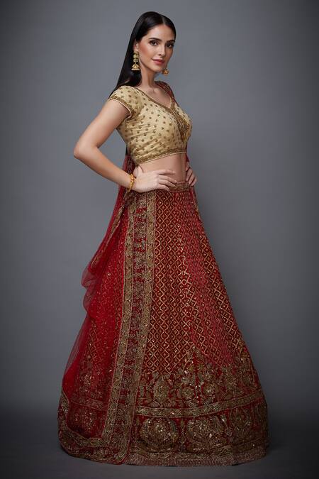 Buy RI.Ritu Kumar Red Sequin Embroidered Bridal Lehenga Set Online at Aza Fashions Buy_RI.Ritu Kumar_Red Sequin Embroidered Bridal Lehenga Set _Online_at_Aza_Fashions