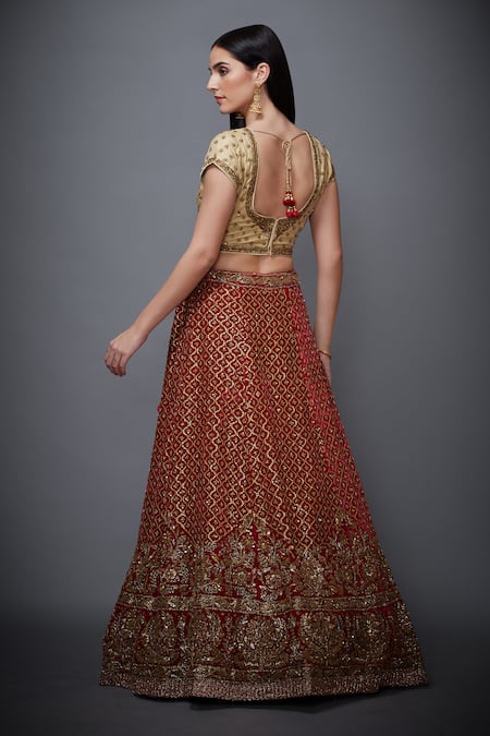Shop RI.Ritu Kumar Red Sequin Embroidered Bridal Lehenga Set at Aza Fashions Shop_RI.Ritu Kumar_Red Sequin Embroidered Bridal Lehenga Set _at_Aza_Fashions