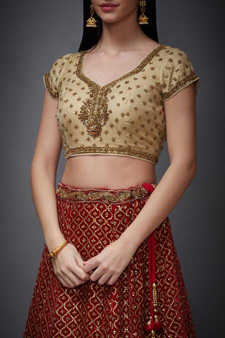 Shop RI.Ritu Kumar Red Sequin Embroidered Bridal Lehenga Set Online at Aza Fashions Shop_RI.Ritu Kumar_Red Sequin Embroidered Bridal Lehenga Set _Online_at_Aza_Fashions