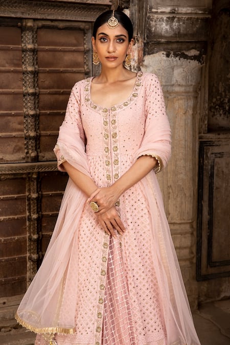 Kritika Dawar Pink Anarkali Georgette Lehenga And Dupatta Net Lining Shantoon Set Online at Aza Fashions Kritika Dawar_Pink Anarkali Georgette Lehenga And Dupatta Net Lining Shantoon Set _Online_at_Aza_Fashions