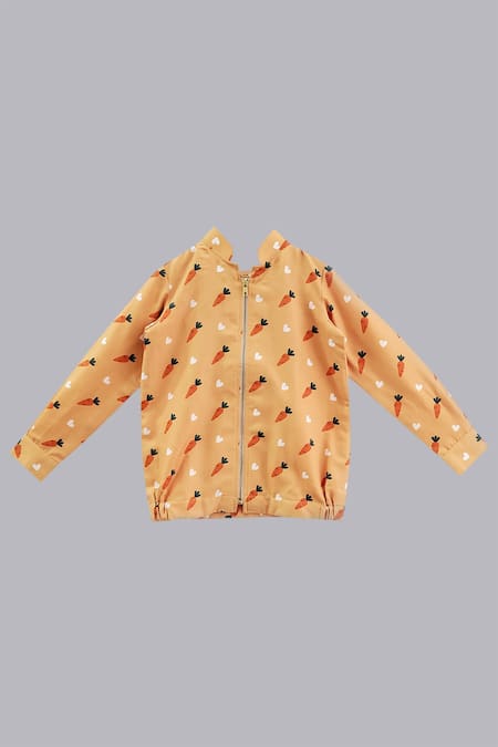 Little Brats Carrot Print Bomber Jacket 